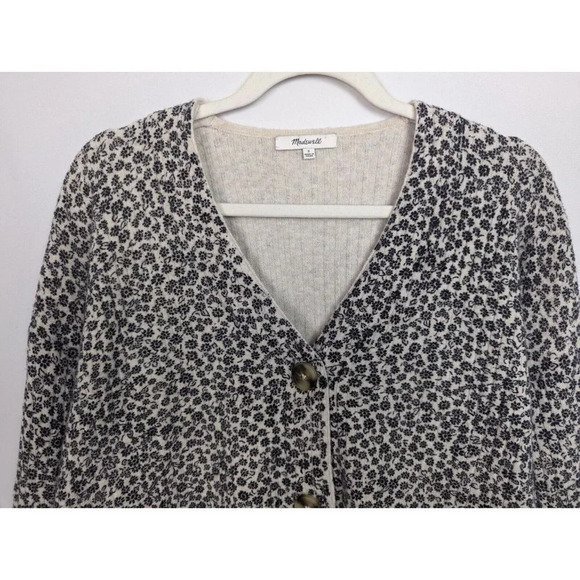 Madewell S Vintage Ditsy Cameron Ribbed Cardigan Sweater Coziest Yarn Boxy Top - Picture 8 of 13